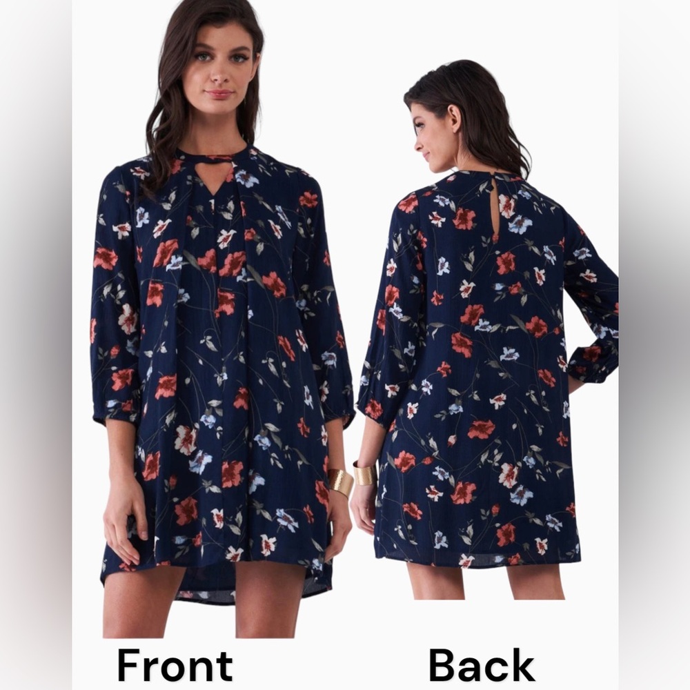 New Boho floral flowy baby doll long sleeved mini dress Size Large